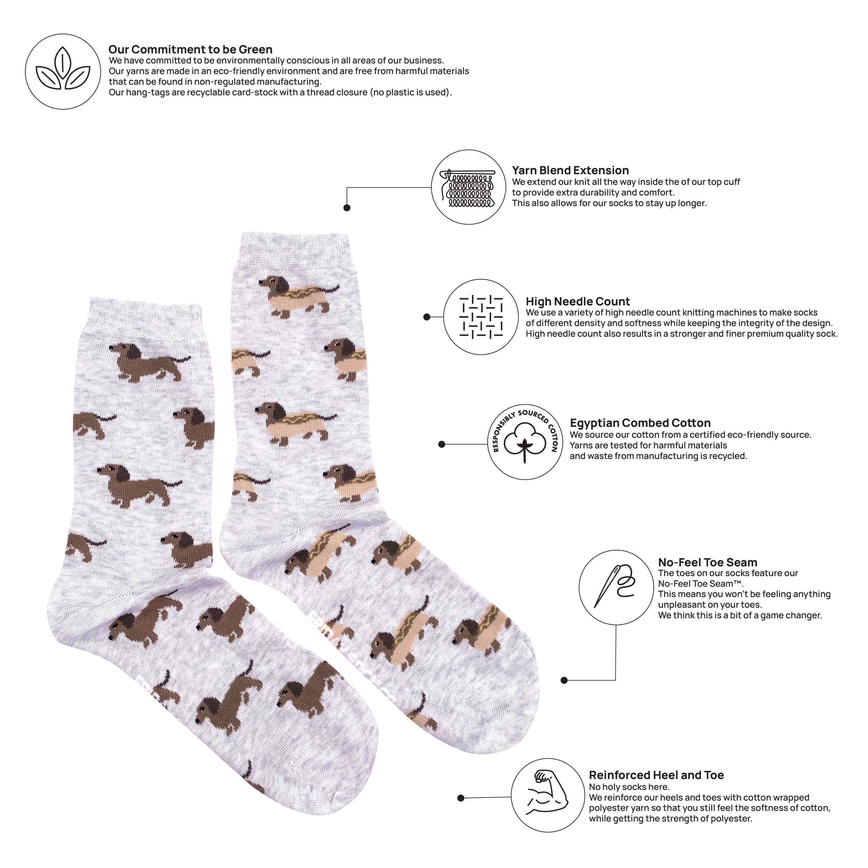 Friday Sock Co. - Chaussettes pour femmes| Wiener Dog Hot Dog | Mismatched Socks