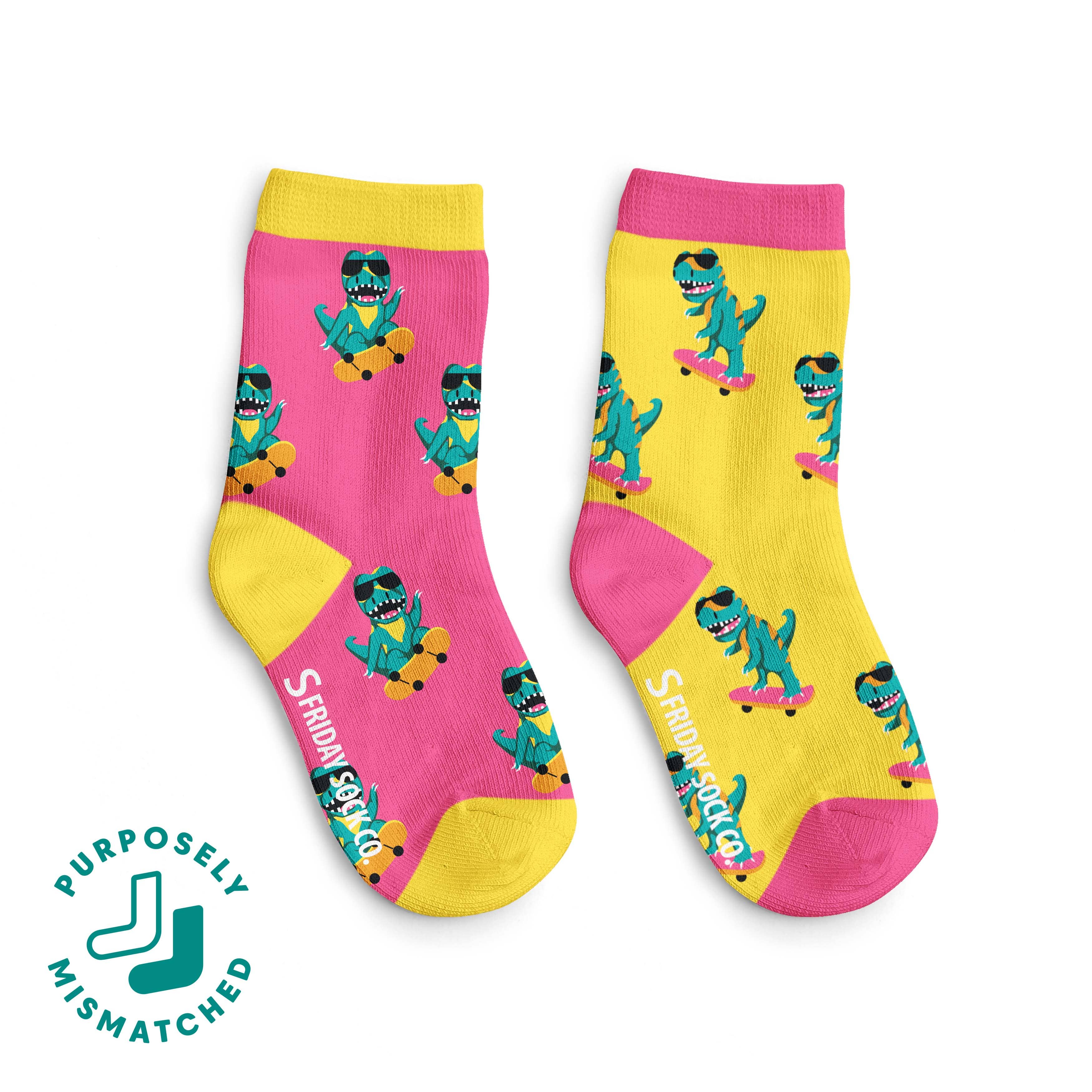 Friday Sock Co. - Chaussettes pour enfants - les dinos en skate