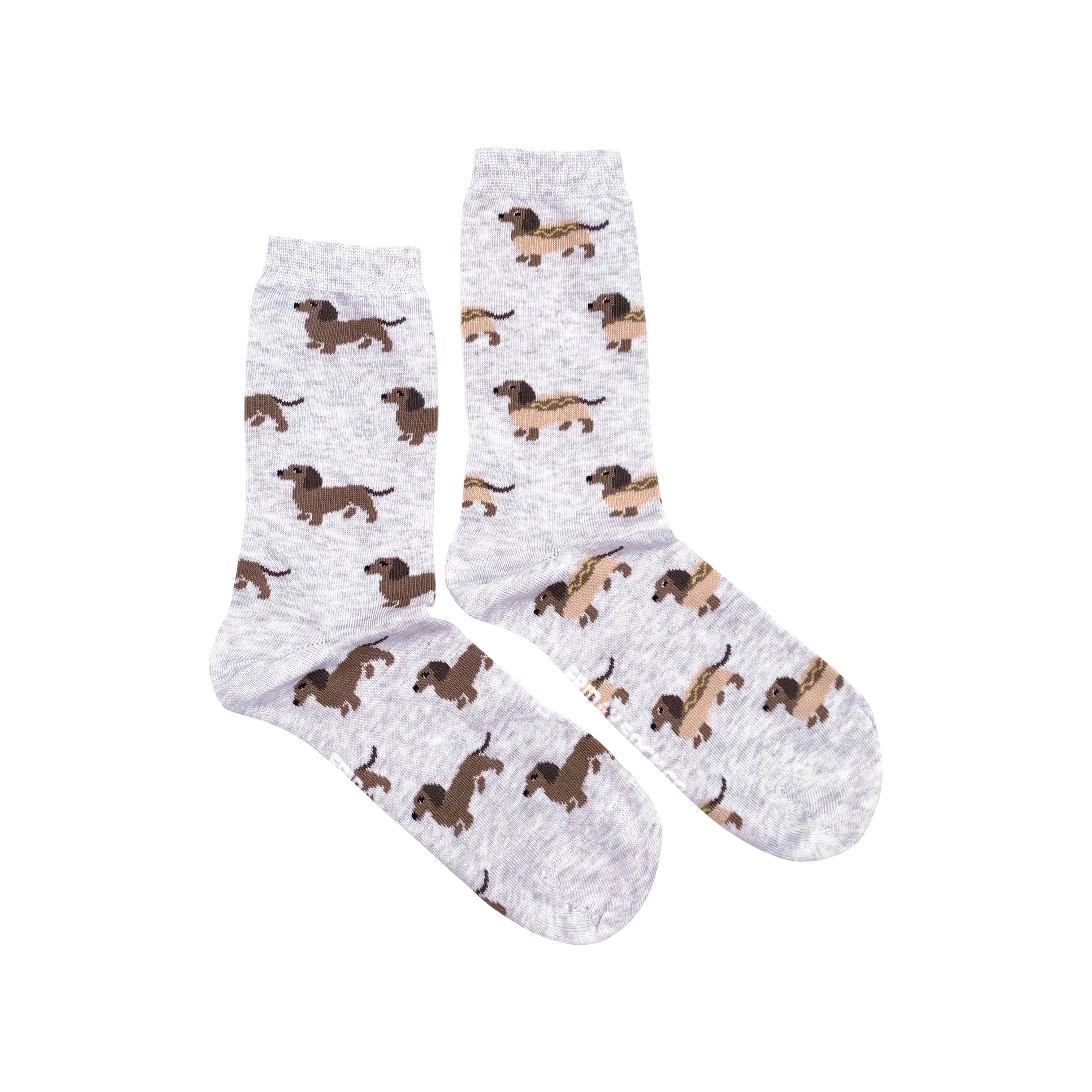 Friday Sock Co. - Chaussettes pour femmes| Wiener Dog Hot Dog | Mismatched Socks