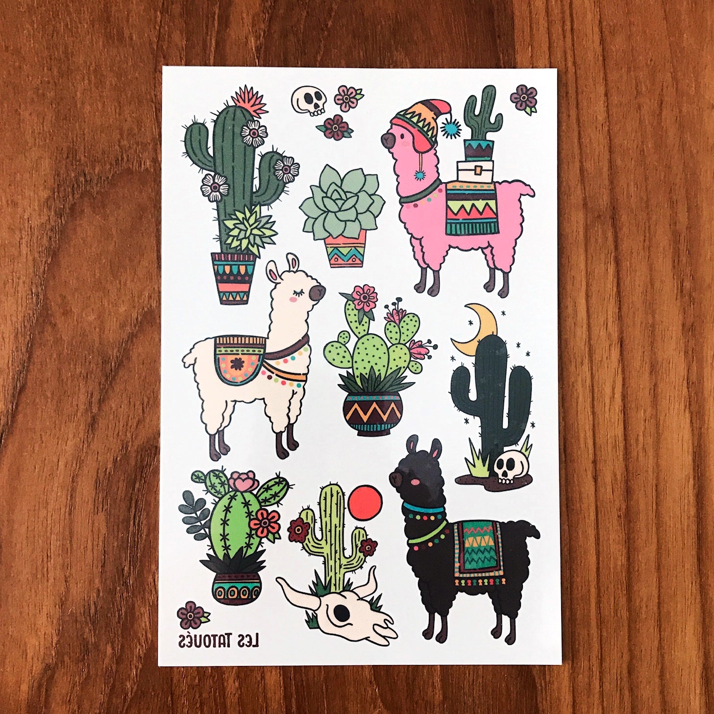 Des alpagas et des cactus -Tatouages temporaires