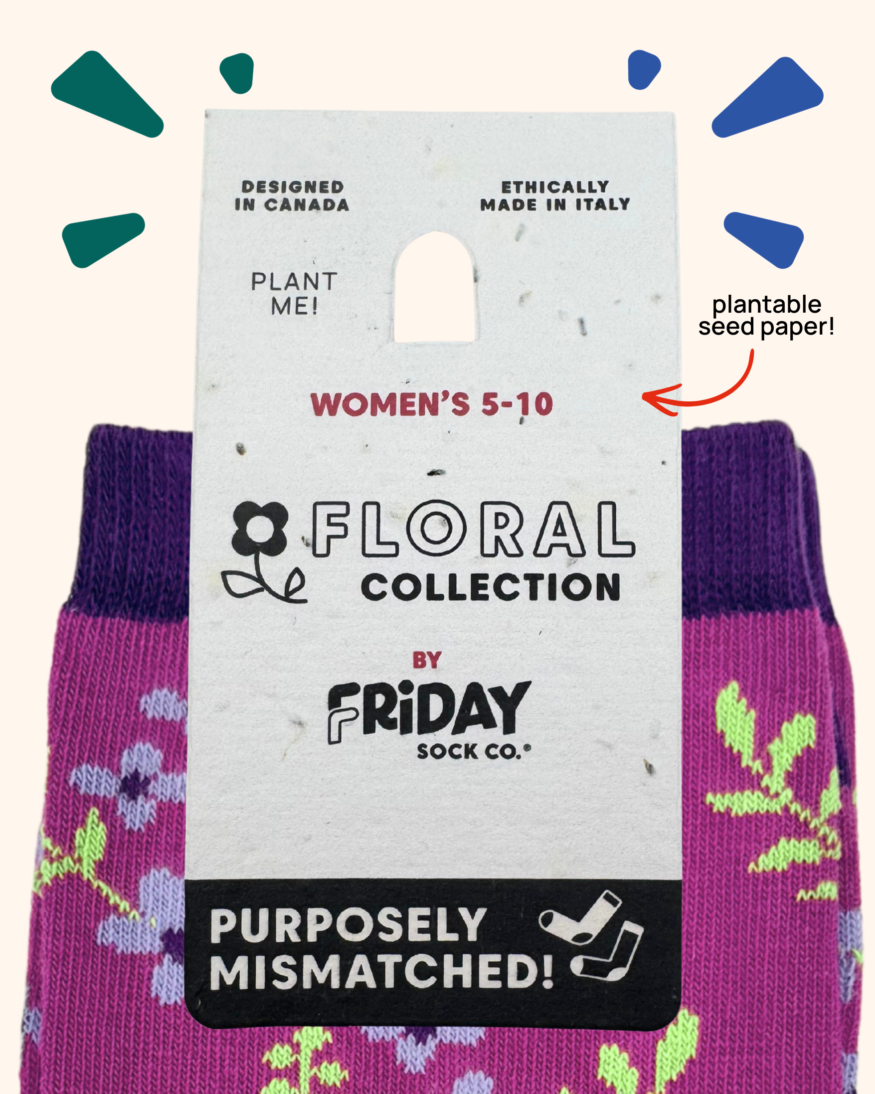 Friday Sock Co. - Chaussettes dépareillées amusantes pour femmes - Cadeau floral