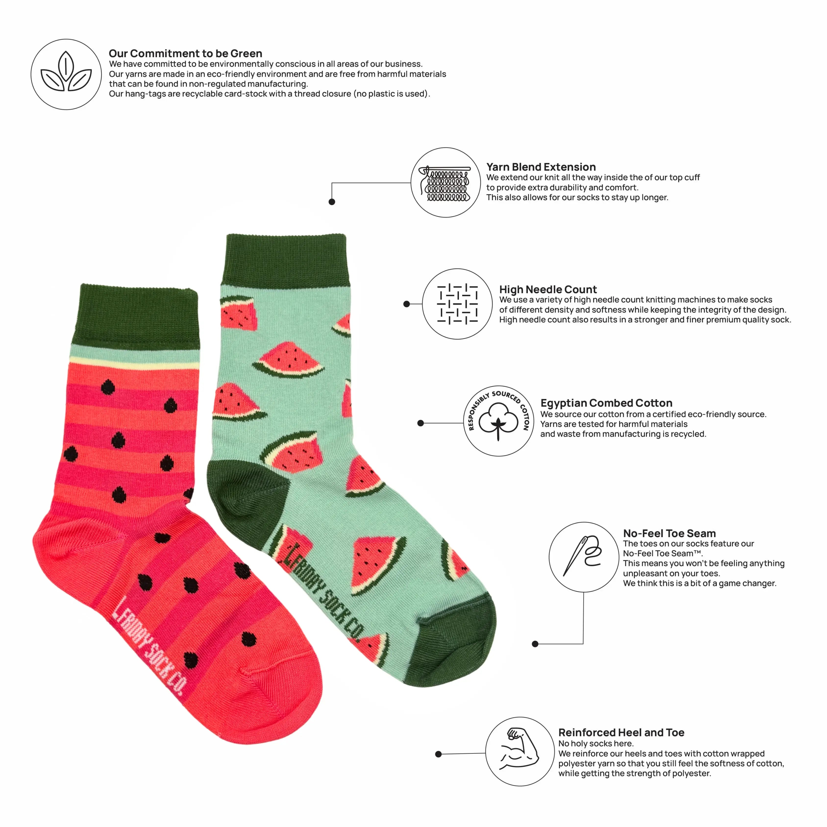 Friday Sock Co. - Chaussettes pastèque pour enfant: Petit (Âge 1-3)