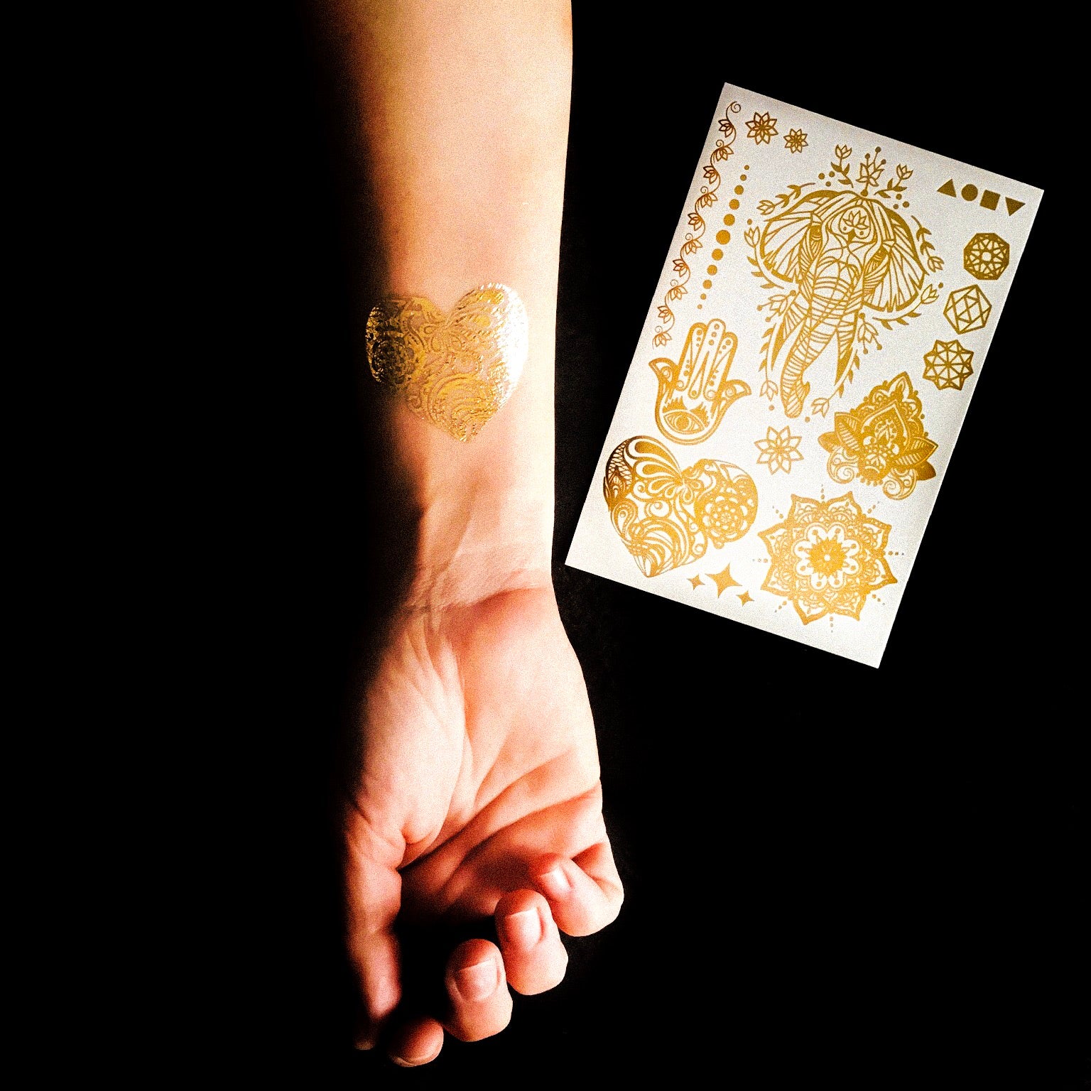 tatouages temporaire doré métalique